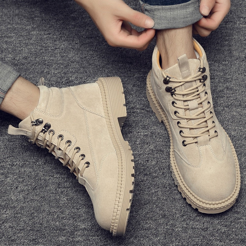 New Men's  Leather Tooling  High-Top Trend Desert Martin Boots