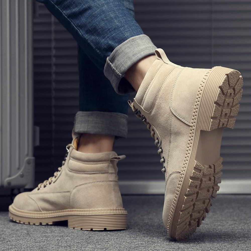 New Men's  Leather Tooling  High-Top Trend Desert Martin Boots