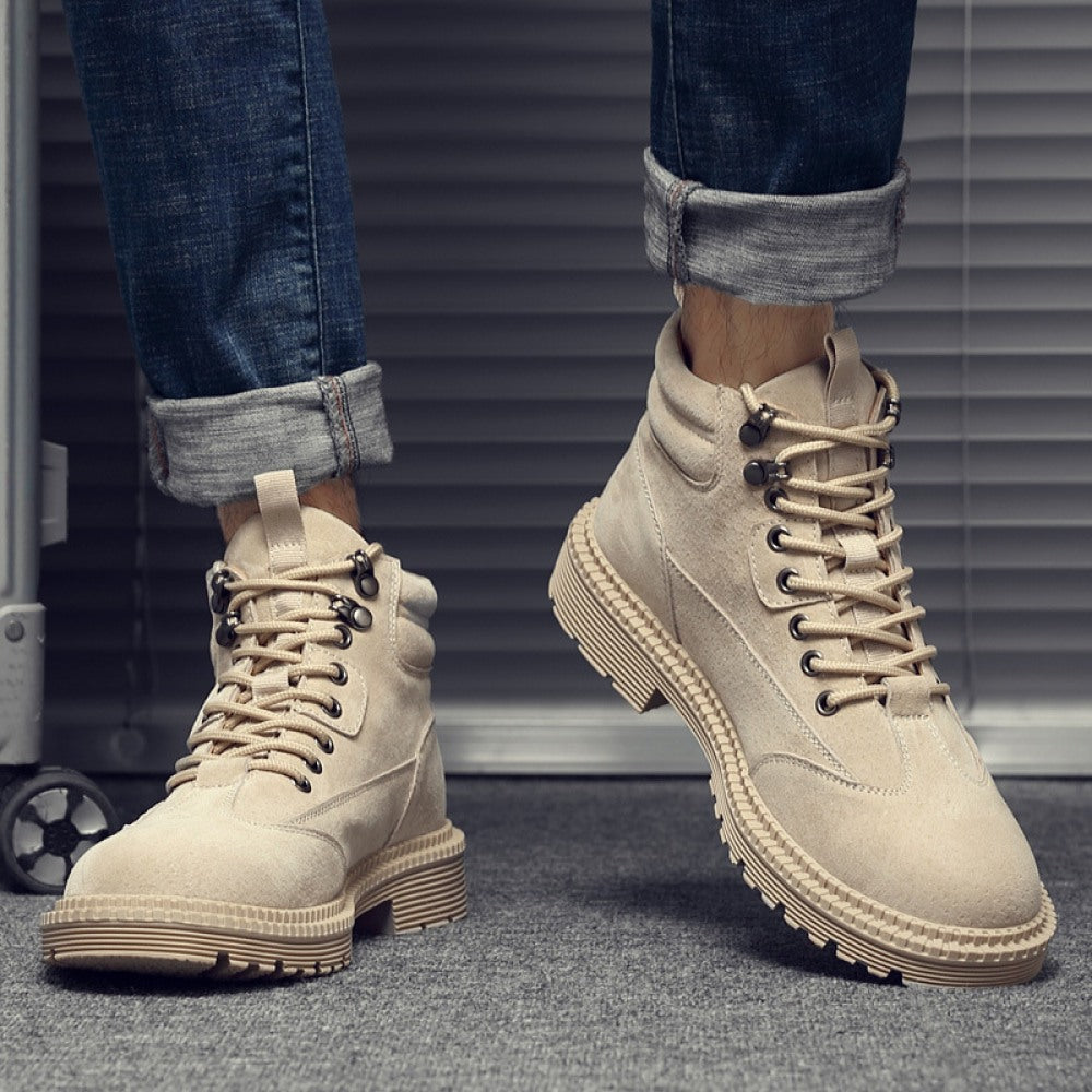 New Men's  Leather Tooling  High-Top Trend Desert Martin Boots