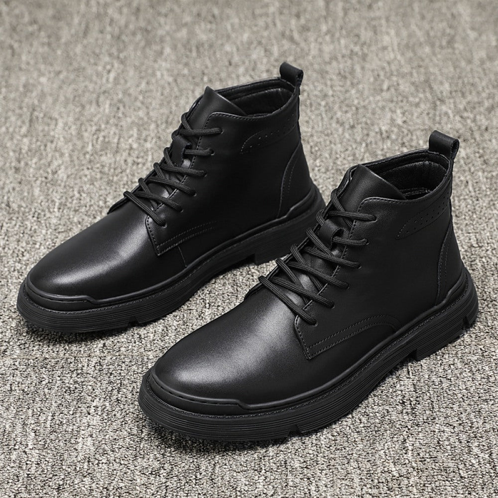 Men's Breathable Leather Middle Cut Tooling Short Martin Boots