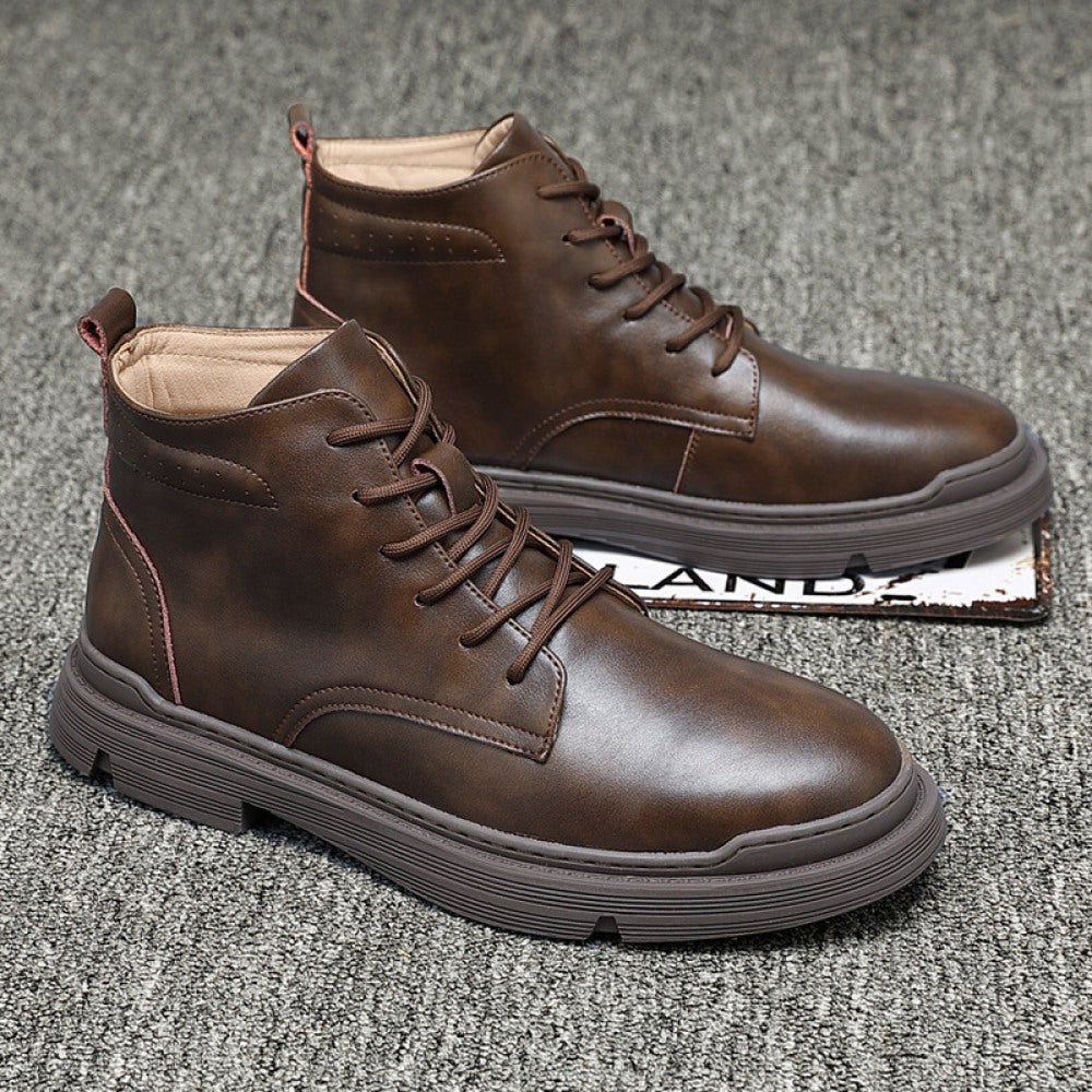Men's Breathable Leather Middle Cut Tooling Short Martin Boots