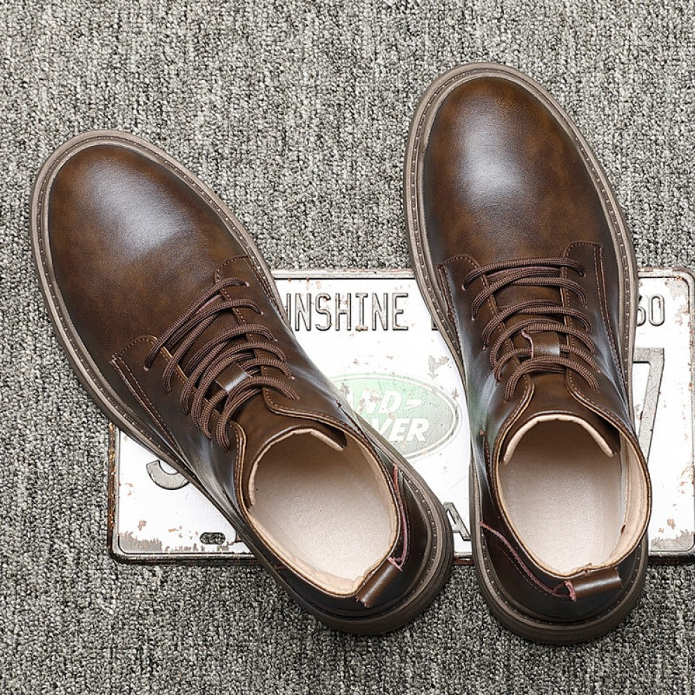Men's Breathable Leather Middle Cut Tooling Short Martin Boots