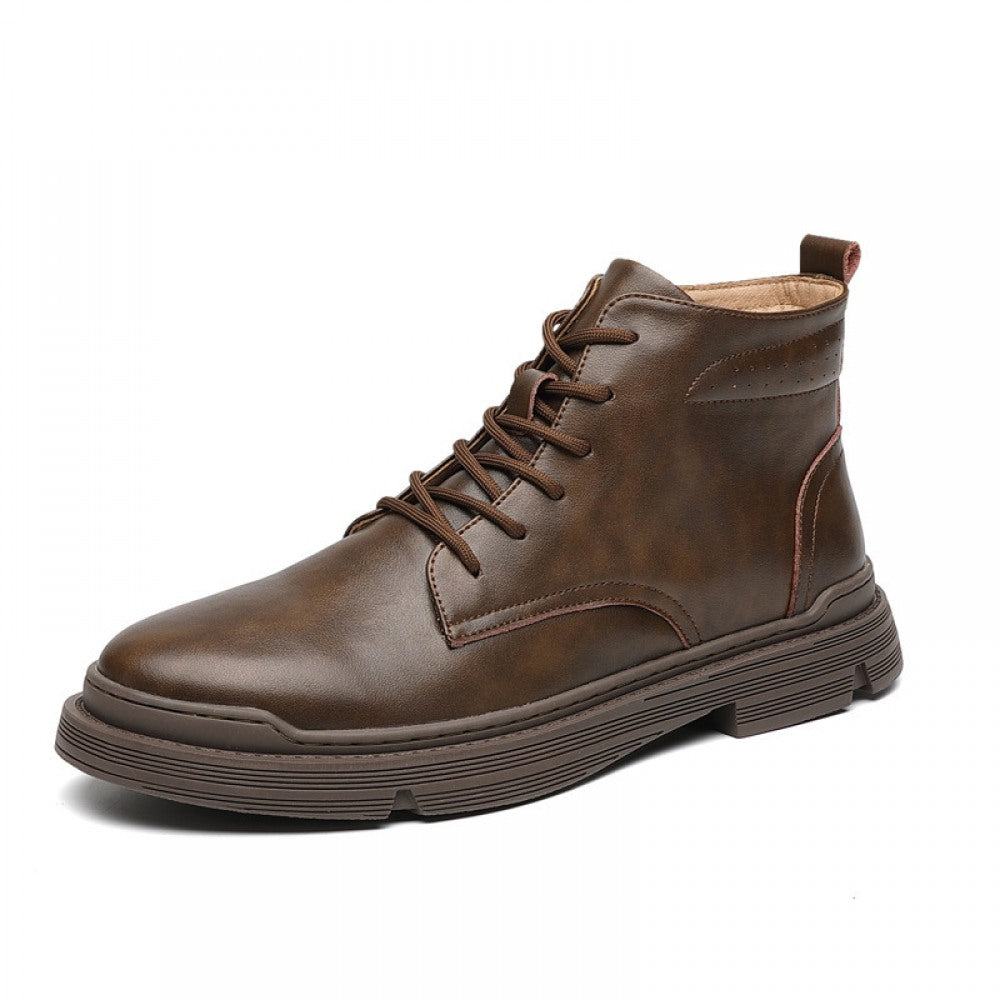 Men's Breathable Leather Middle Cut Tooling Short Martin Boots